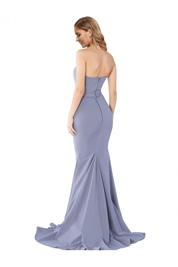 Cheap Long Strapless Sweetheart Sweep Train Formal Crepe Bridesmaid Dress / Prom Dress with Low Back Canada
