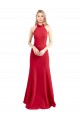 Cheap Sleek Fit and Flare High Neck Halter Stretch Formal Crepe Bridesmaid Dress / Prom Dress with Open Back Canada