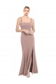 Cheap Square Neck Fit and Flare Long Stretch Crepe Bridesmaid Dress / Prom Dress with Side Slit Canada
