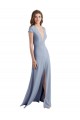 Cheap Plunging V-Neck Cap Sleeves Stretch Crepe Bridesmaid Dress / Prom Dress with Front Slit Canada