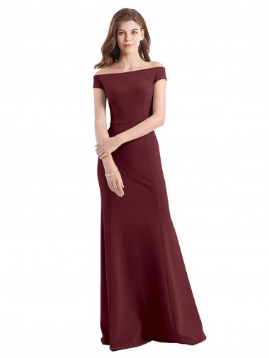 Cheap Off the Shoulder Fit and Flare Stretch Crepe Bridesmaid Dress / Prom Dress Canada