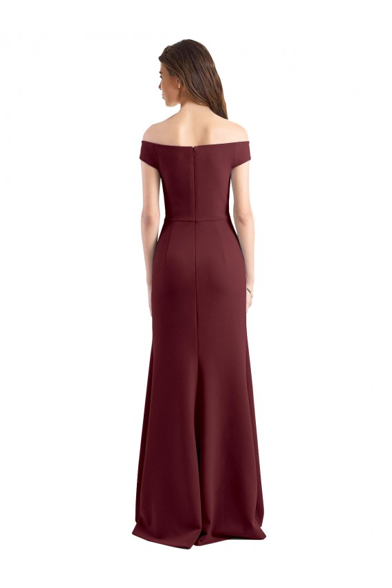 Cheap Off the Shoulder Fit and Flare Stretch Crepe Bridesmaid Dress / Prom Dress Canada