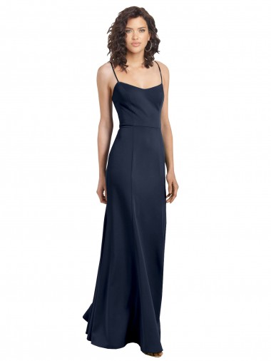 Cheap Fit and Flare Scoop Neck Long Sleeveless Stretch Formal Crepe Bridesmaid Dress / Prom Dress Canada