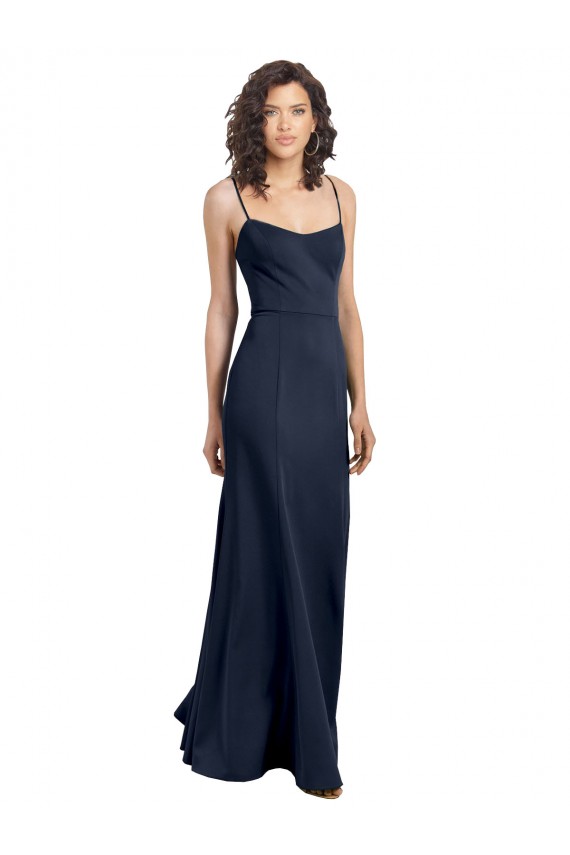 Cheap Fit and Flare Scoop Neck Long Sleeveless Stretch Formal Crepe Bridesmaid Dress / Prom Dress Canada