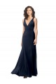 Cheap Classic V-Neck Long Stretch Formal Crepe Bridesmaid Dress / Prom Dress with V-Back Canada