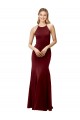 Cheap Fit and Flare Halter Neckline Stretch Formal Crepe Bridesmaid Dress / Prom Dress with Strappy Back Canada