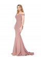 Cheap Off the Shoulder Sweetheart Long Sweep Train Formal Crepe Bridesmaid Dress / Prom Dress Canada