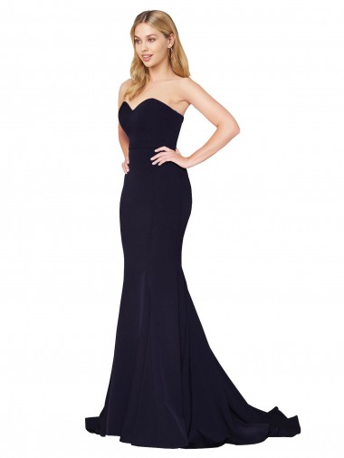 Cheap Sweetheart High Neck Sweep Train Sleeveless Formal Crepe Bridesmaid Dress / Prom Dress Canada