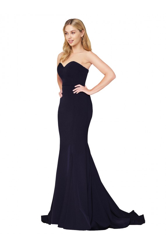 Cheap Sweetheart High Neck Sweep Train Sleeveless Formal Crepe Bridesmaid Dress / Prom Dress Canada