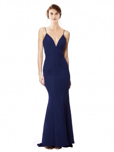 Cheap Deep V-Neck Spaghetti Straps Mermaid Formal Crepe Bridesmaid Dress / Prom Dress Canada