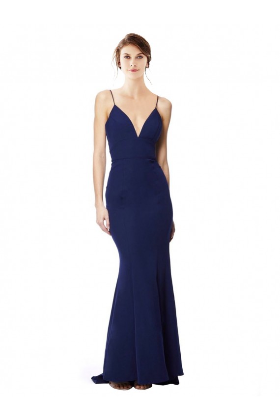 Cheap Deep V-Neck Spaghetti Straps Mermaid Formal Crepe Bridesmaid Dress / Prom Dress Canada