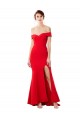 Cheap Off the Shoulder Sweetheart Maxi Formal Crepe Bridesmaid Dress / Prom Dress With Thigh Split and Train Canada