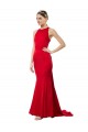 Cheap High Neck Mermaid Open Back Formal Crepe Maxi Bridesmaid Dress / Prom Dress with Train Detail Canada