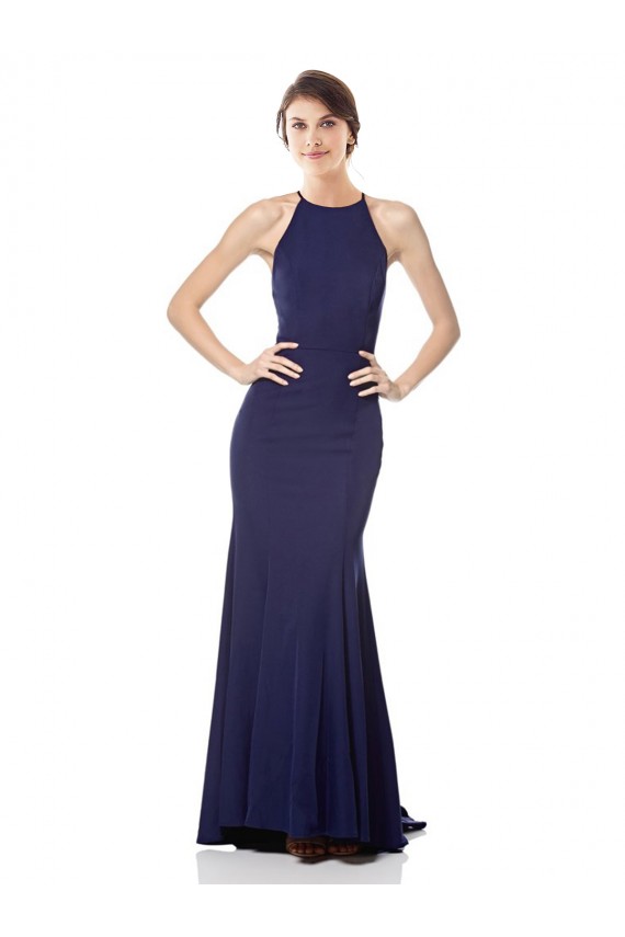 Cheap High Neck Fishtail Formal Crepe Bridesmaid Dress / Prom Dress with Open Back Detail Canada
