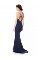 Cheap Fishtail High Neck Maxi Formal Crepe Bridesmiad Dress with Strappy Back Detail Canada