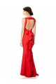 Cheap High Neck Maxi Formal Crepe Bridesmiad Dress with Exaggerated Back Ruffle Canada