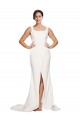 Cheap Square Neck Long Sheath Sweep Train Crepe Bridesmaid Dress / Prom Dress  Canada