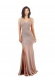 Cheap Fishtail Shape V-Neck Formal Crepe Bridesmaid Dress / Prom Dress with Slit Canada