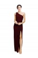 Cheap One Shoulder Sheath Formal Crepe Bridesmaid Dress / Prom Dress with High Side Split Canada