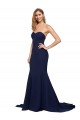 Cheap Fit and Flare Sweetheart Long Formal Crepe Bridesmaid Dress / Prom Dress with Sweep Train Canada