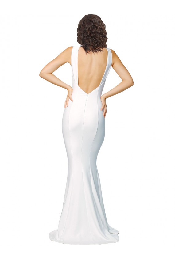 Cheap High Neck Low V-Back Long Formal Crepe Bridesmaid Dress / Prom Dress Canada