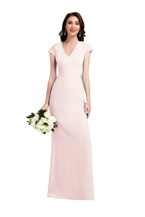 Cheap Cap Sleeve A-Line Formal Crepe Bridesmaid Dress / Prom Dress with Pockets Canada