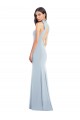 Cheap Halter Bow Neck Open Back Soft Full Length Trumpet Bridesmaid Dress / Prom Dress Canada