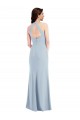 Cheap Open Back Halter Maxi Formal Crepe Bridesmaid Dress / Prom Dress with Draped Bow Canada