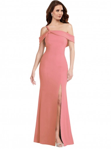 Cheap One Shoulder Draped Cuff Maxi Bridesmaid Dress / Prom Dress with Front Slit Canada