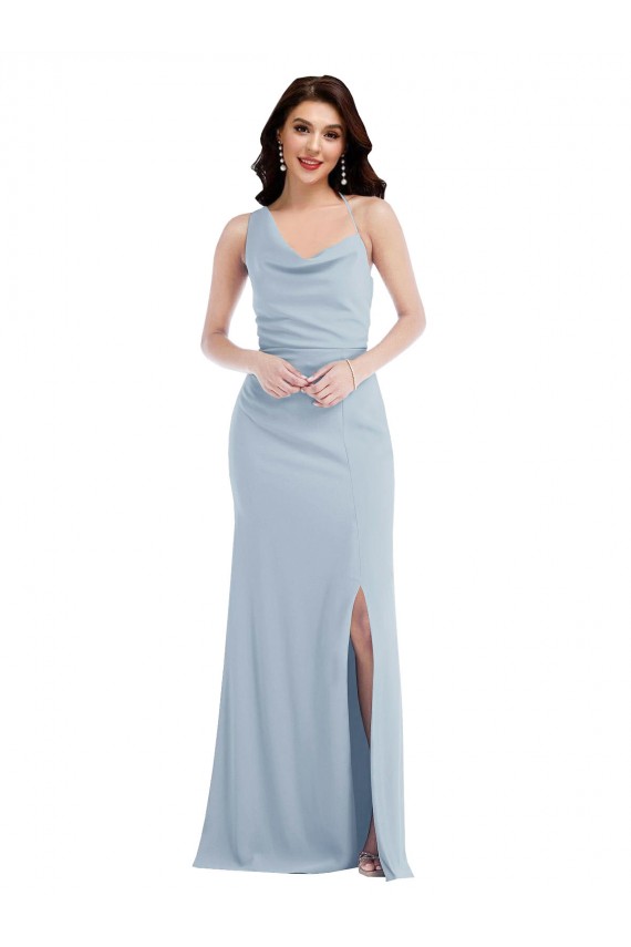 Cheap One Shoulder Draped Cowl Neck Maxi Bridesmaid Dress / Prom Dress Canada