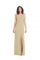 Cheap Wide Strap Slash Cutout Empire Formal Crepe Bridesmaid Dress / Prom Dress with Front Slit Canada