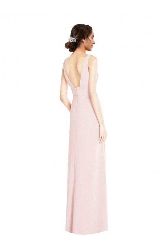 Cheap Square Neck Low Back A-Line Bridesmaid Dress / Prom Dress with Front Slit and Pockets Canada