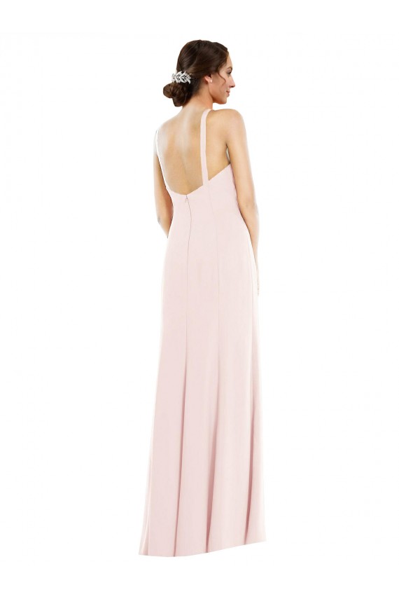 Cheap Criss Cross Halter Princess Line Trumpet Formal Crepe Bridesmaid Dress / Prom Dress Canada