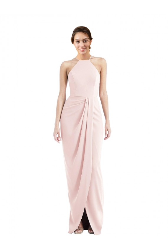 Cheap Halter Draped Tulip Skirt Maxi Bridesmaid Dress / Prom Dress Canada