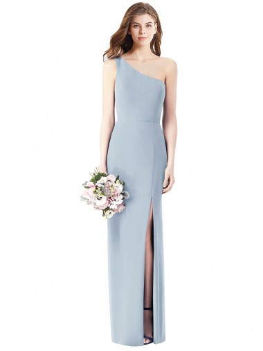 Cheap One Shoulder Crepe Trumpet Bridesmaid Dress / Prom Dress with Front Slit Canada