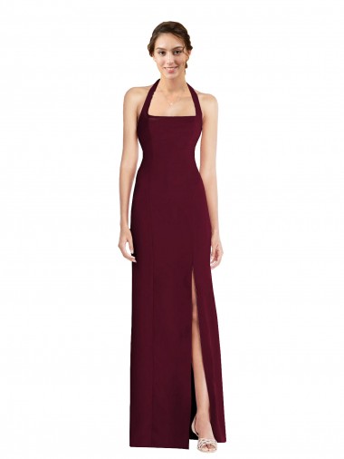 Cheap Tie Halter Open Back Trumpet Bridesmaid Dress / Prom Dress Canada