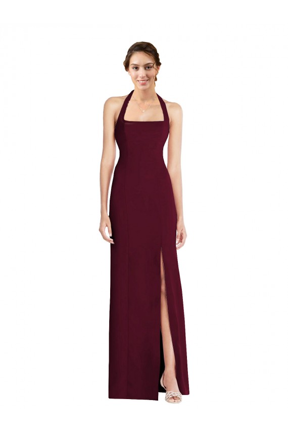 Cheap Tie Halter Open Back Trumpet Bridesmaid Dress / Prom Dress Canada