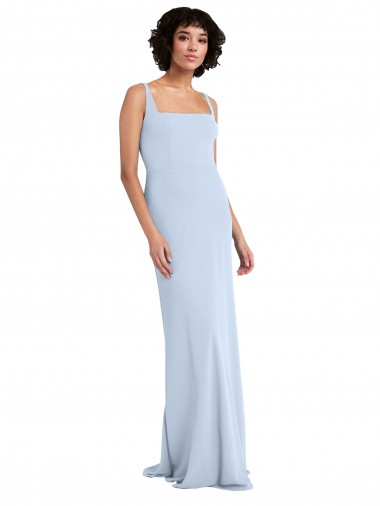 Cheap Slim Square Neck Fit and Flare Full Length Stretch Crepe Bridesmaid Dress / Prom Dress Canada