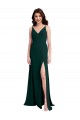 Cheap Slim A-Line V-Neck Full Length Formal Crepe Bridesmaid Dress / Prom Dress with Side Slit Canada