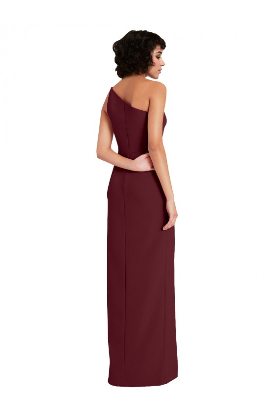Cheap Sleek One Shoulder Long Formal Crepe Bridesmaid Dress / Prom Dress with Daring Slit Canada