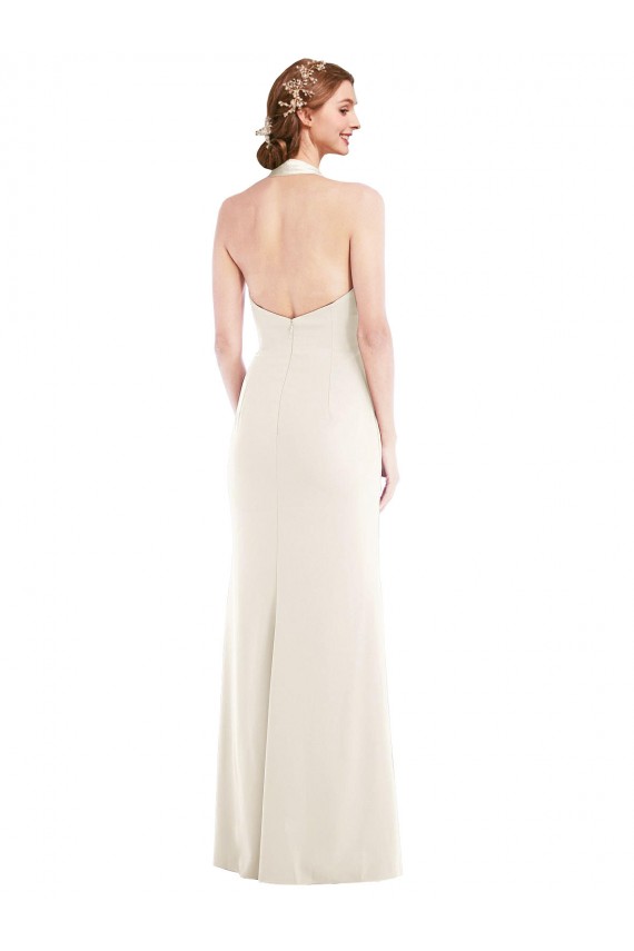 Cheap Halter Tuxedo Maxi Bridesmaid Dress / Prom Dress with Front Slit Canada
