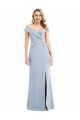 Cheap Off the Shoulder Tuxedo Maxi Bridesmaid Dress / Prom Dress with Front Slit Canada