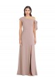 Cheap Off the Shoulder Tie Detail Maxi Formal Crepe Bridesmaid Dress / Prom Dress with Front Slit Canada