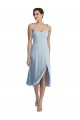 Cheap Midi Cocktail Length Bustier Crepe Bridesmaid Dress / Prom Dress with Back Bow Straps Canada
