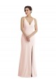 Cheap Skinny Strap Deep V-Neck Trumpet Formal Crepe Bridesmaid Dress / Prom Dress with Front Slit Canada