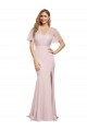 Cheap Crepe Long Sweetheart Neckline Formal Bridesmaid Dress / Prom Dress with Tulle Overlay Shoulders Canada