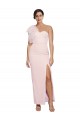 Cheap One Shoulder Tulle Overlay Sweetheart Neckline Long Formal Crepe Bridesmaid Drss with Thigh Split Canada