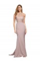 Cheap Long Sweetheart Formal Crepe Bridesmaid Dress / Prom Dress with High Neck Illusion Tulle Details Canada