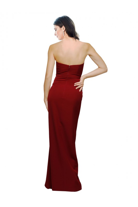 Cheap Straight Pencil Skirt Long Sweetheart Formal Crepe Bridesmaid Dress / Prom Dress with High Side Split Canada