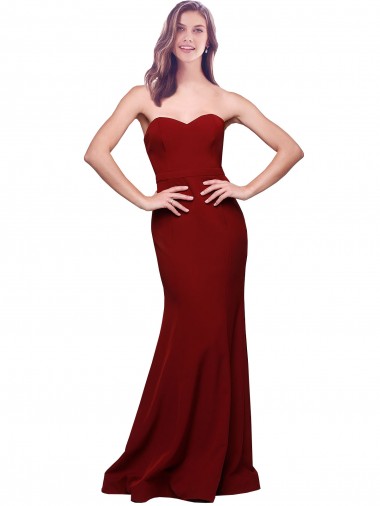 Cheap Long Full Length Sweetheart Slim Formal Crepe Bridesmaid Dress / Prom Dress with Strapless Bodice Canada